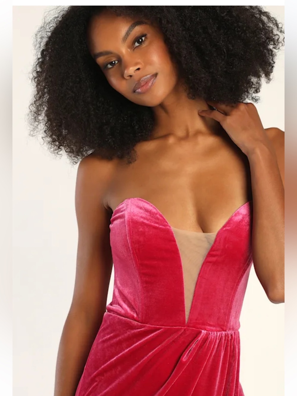 NWOT Lulus My Dream Come True Pink Velvet Strapless Maxi Dress - Picture 6 of 15